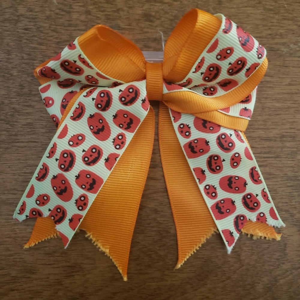 Orange and yellow fall pumpkin hair bow